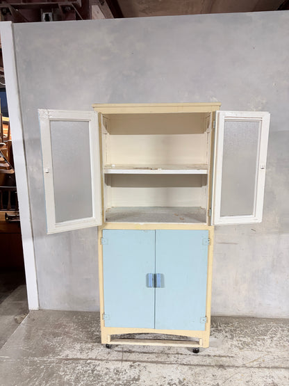 Esto Pale Blue & Cream Kitchenette Pantry Cupboard – Mid Century Utility Cabinet