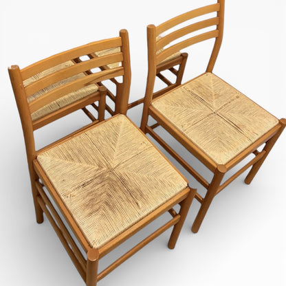 Italian Beech Dining Chairs – Set of Two Vintage Ladder Back Chairs