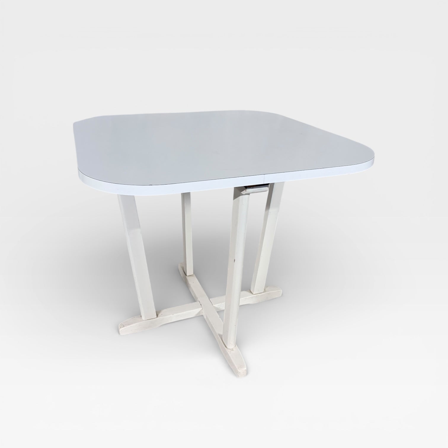 Vintage Thonet Nesting Dining Table with Four Chairs – White Bentwood, Mid-Century Design — view 8