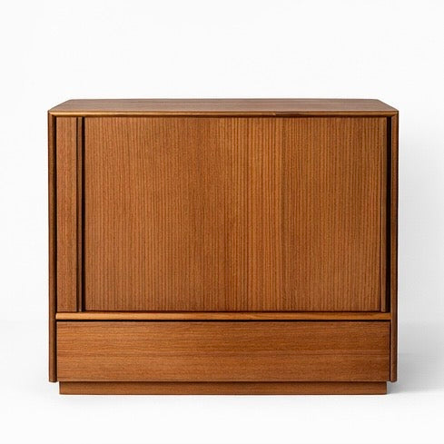 Danish Mid Century Teak Tambour Door Drinks Cabinet / Cocktail Cabinet
