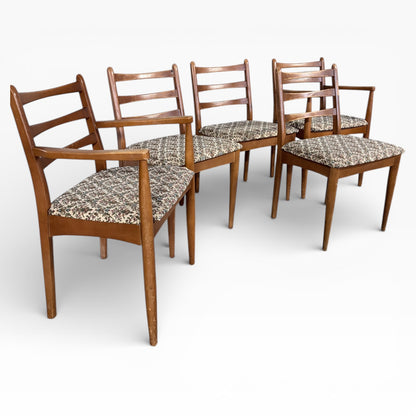 Vintage Dining Chair Set – Ladder-Back Chairs with Floral Tapestry Upholstery & Solid Timber Frames