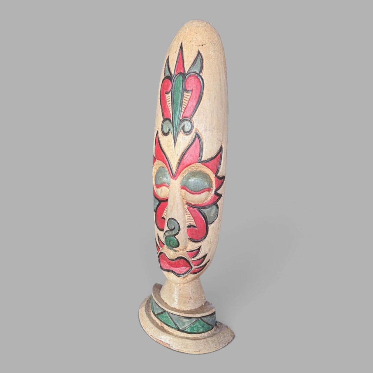 Vintage Indonesian Hand-Carved & Painted Tribal Figure Sculpture – Folk Art