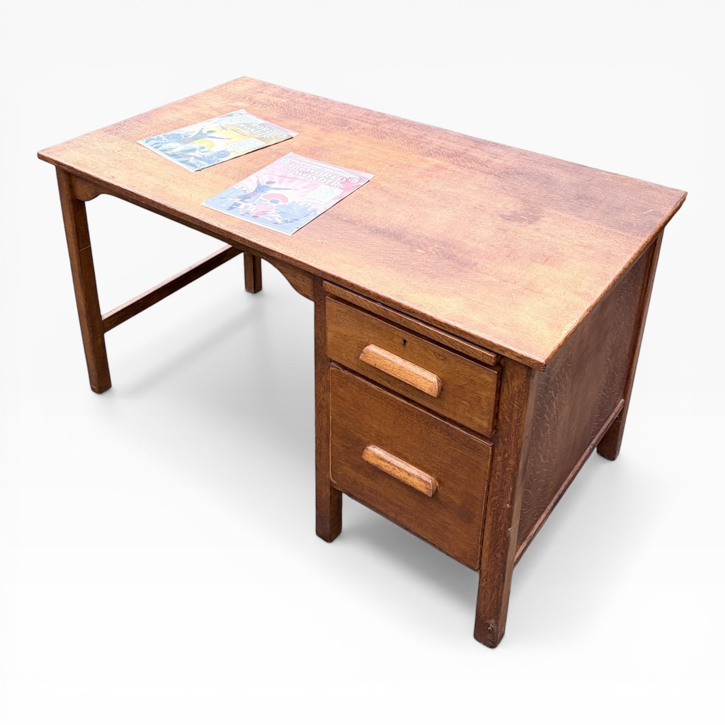Vintage Tiger Oak Abbess Writing Desk