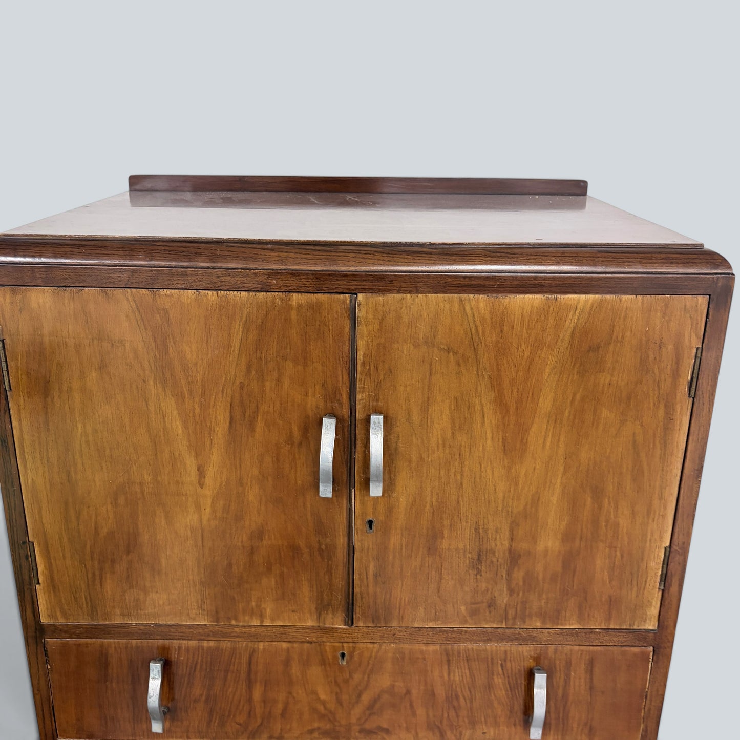 Art Deco Walnut Pantry Cabinet | Vintage Walnut Kitchen Larder Cupboard with Drawers