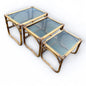 Mid Century bamboo and smoked glass nest of tables