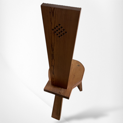 Brutalist Spinning Chair – Solid Oak Architectural Wooden Armchair With Rotating Seat