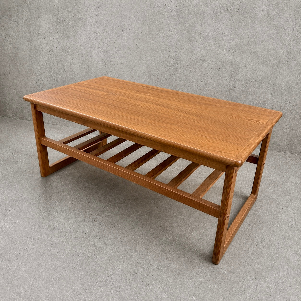 Mid-Century Homeworthy Teak Coffee Table with Magazine Rack