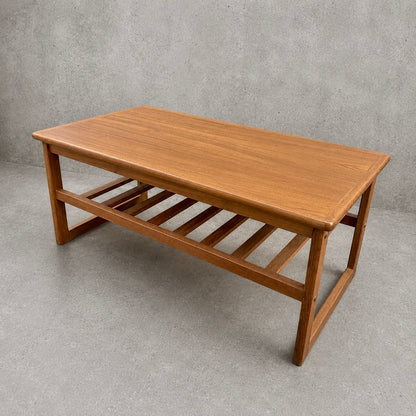 Mid-Century Homeworthy Teak Coffee Table with Magazine Rack