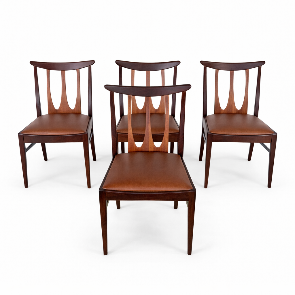 G Plan Brasilia Dining Chairs – Set of Four – Teak & Brown Vinyl