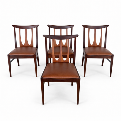 G Plan Brasilia Dining Chairs – Set of Four – Teak & Brown Vinyl