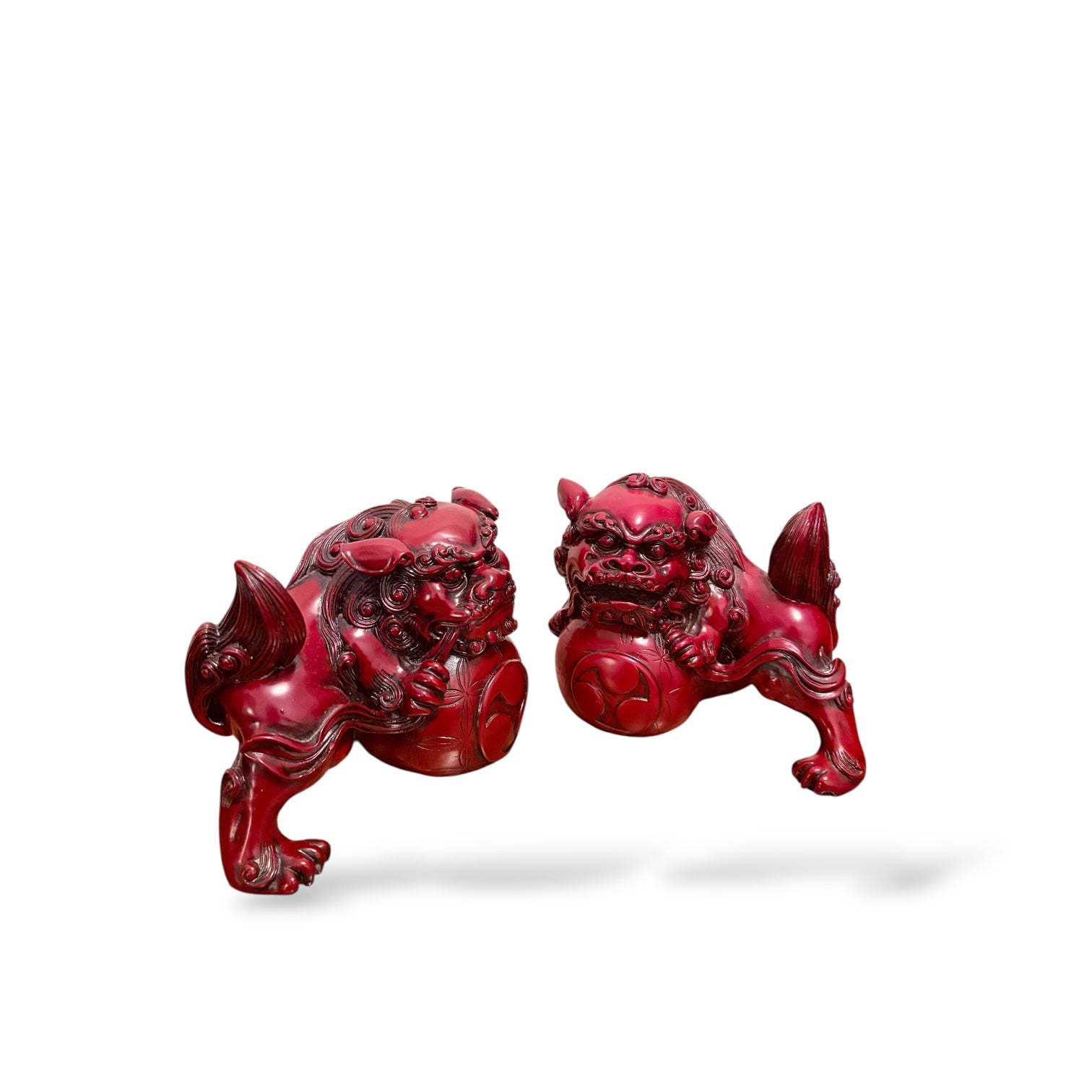 Heavy Resin Foo Dogs - Matching Pair Vintage Sculptures — view 7
