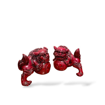 Heavy Resin Foo Dogs - Matching Pair Vintage Sculptures — view 7