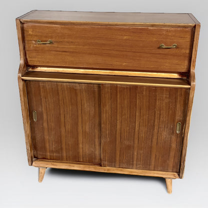 Mid Century Writing Bureau – Vintage Walnut Teak Compact Drop Front Desk