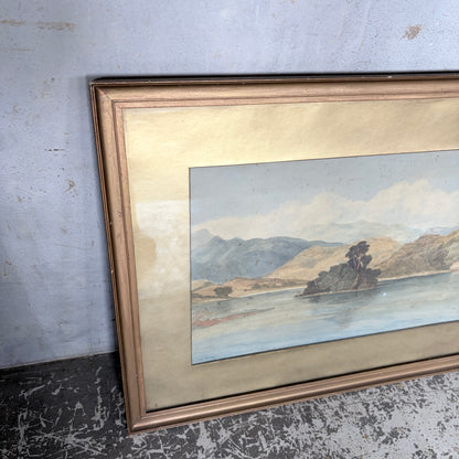 Antique 1868 Original Signed Landscape Oil Painting in Gilt Frame