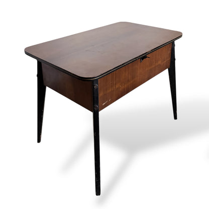 Mid-Century Burr Walnut Atomic Sewing Box