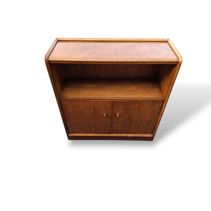 Vintage Oak Cabinet Bookcase with Cupboard Storage