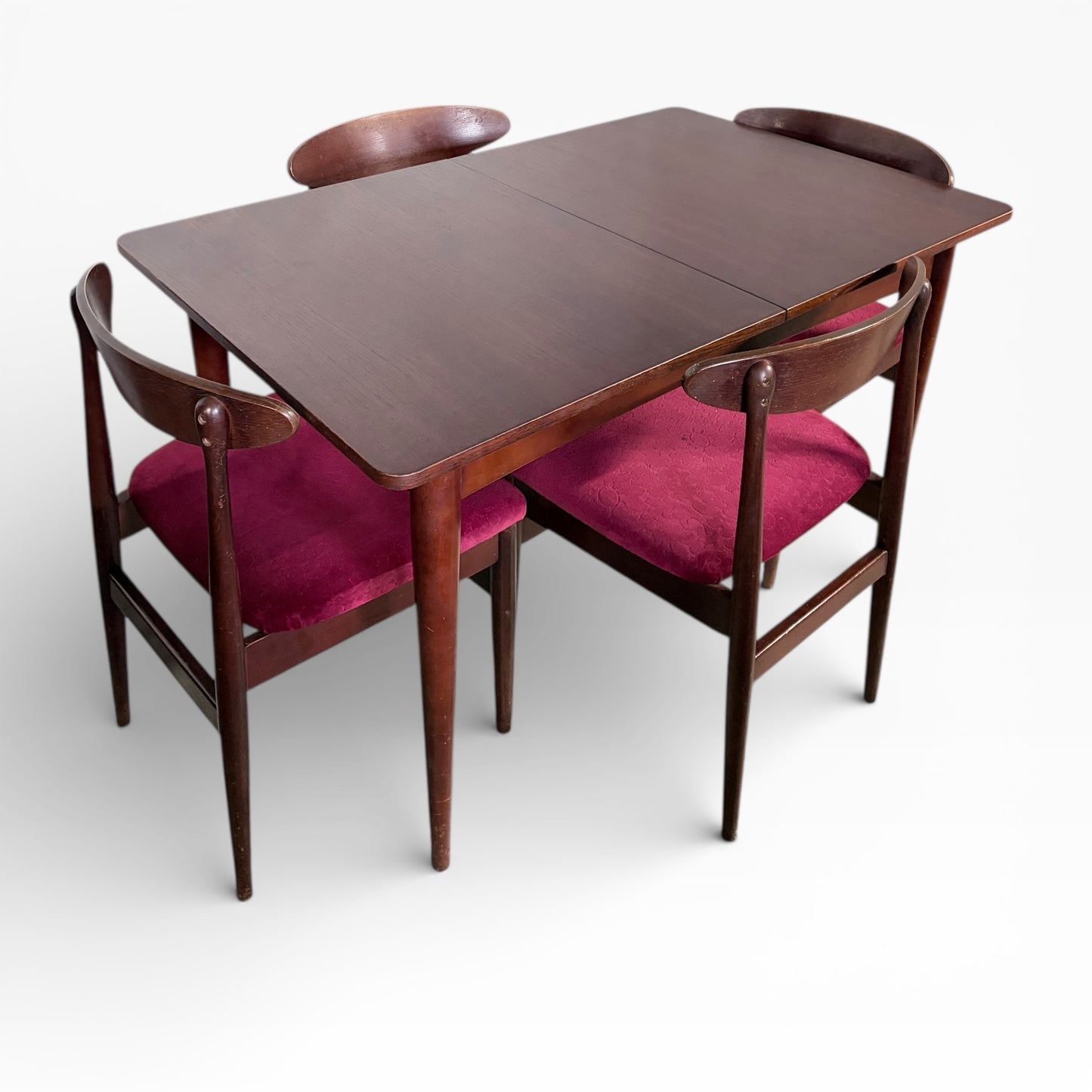 Mid Century Dining Table – Compact Extending Teak Set with Austinsuite Chairs