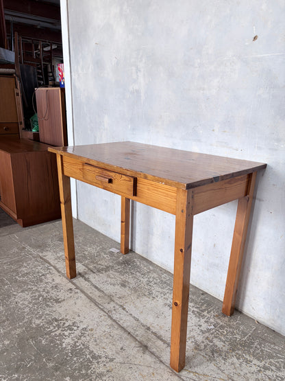 Vintage Compact Pine Writing Desk with Drawer