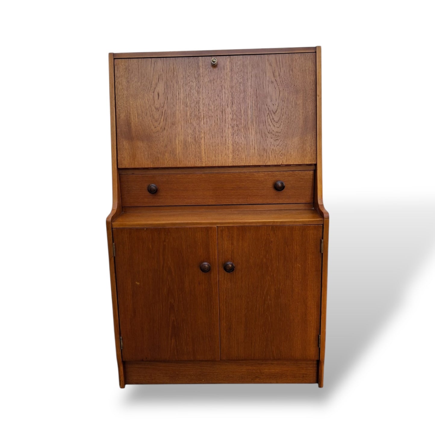 Mid Century Remploy Teak Writing Bureau / Compact Fall Front Desk