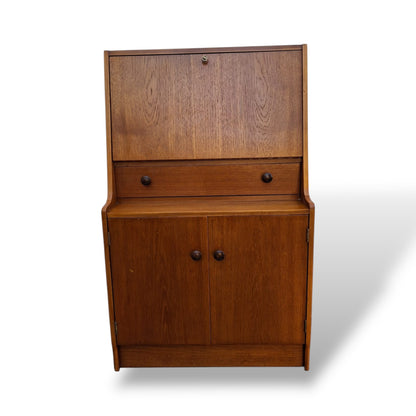 Mid Century Remploy Teak Writing Bureau / Compact Fall Front Desk