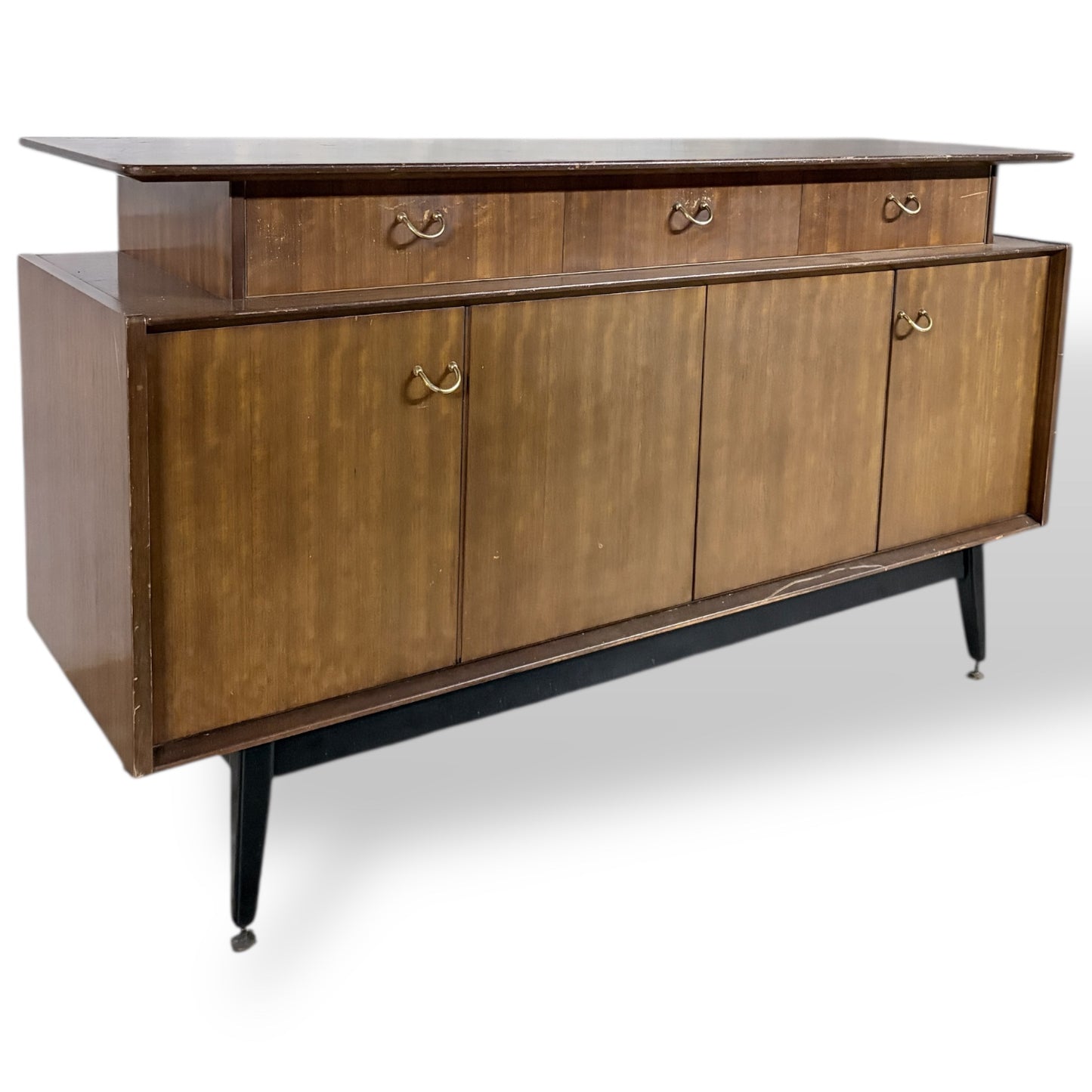 G Plan Sideboard | Mid Century Teak Wood Sideboard With Brass Handles & Storage