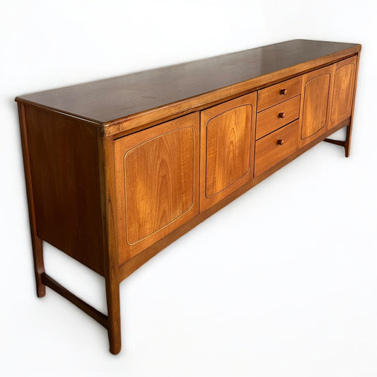 Mid Century Nathan Squares Teak Long Sideboard Buffet