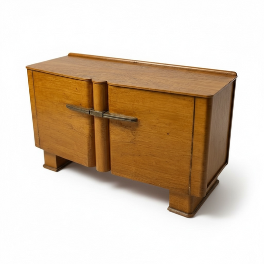 Art Deco Sideboard – Walnut Drinks Cabinet With Bakelite Handles | Vintage 1930s Bar