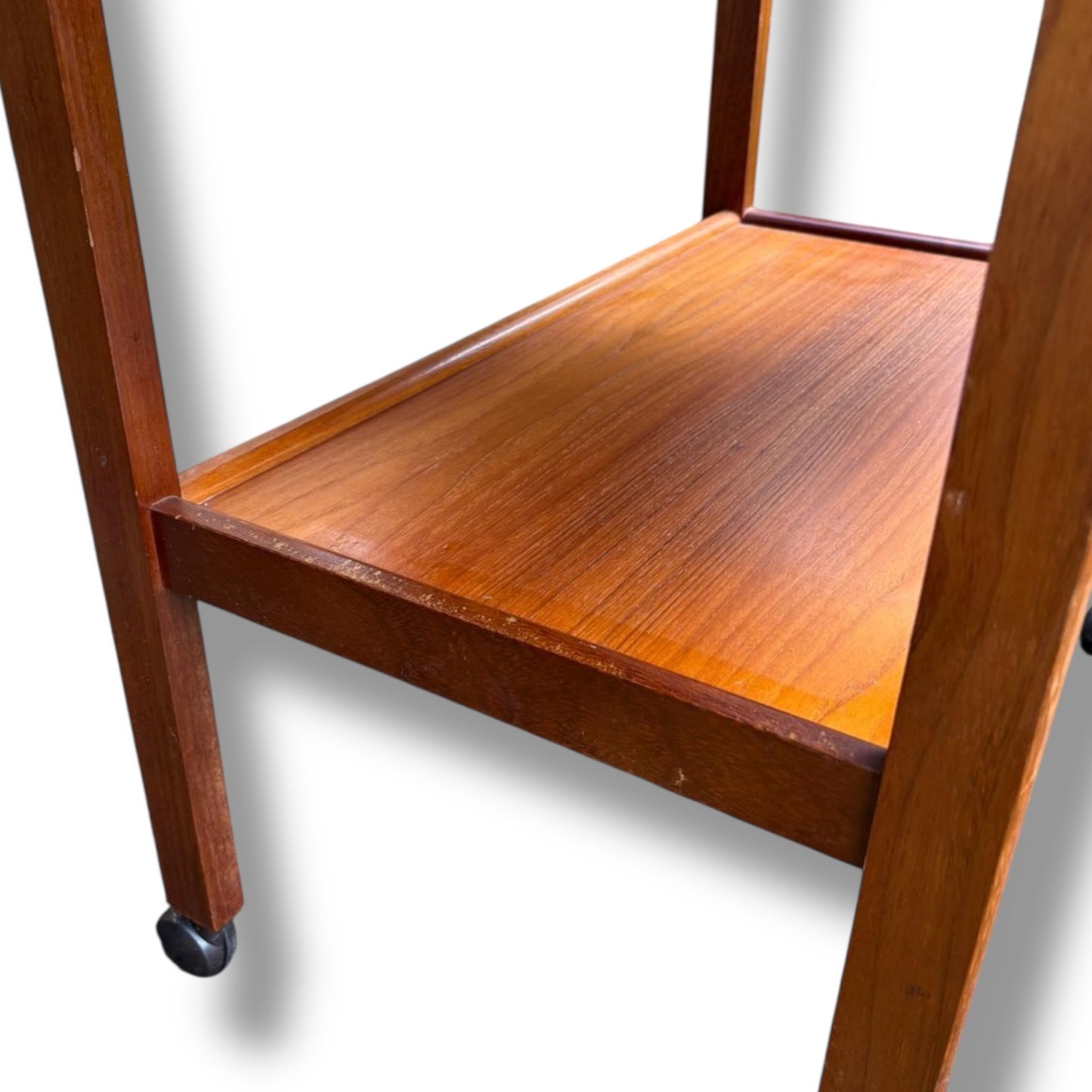 Vintage Teak Drop-Leaf Drinks Trolley on Castors | Mid-Century Bar Cart