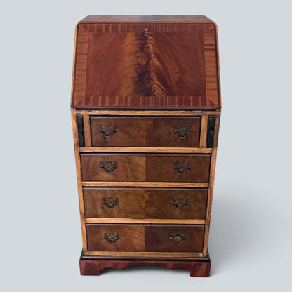 Antique Mahogany & Oak Fall-Front Writing Bureau | Compact Bureau Desk with Drawers