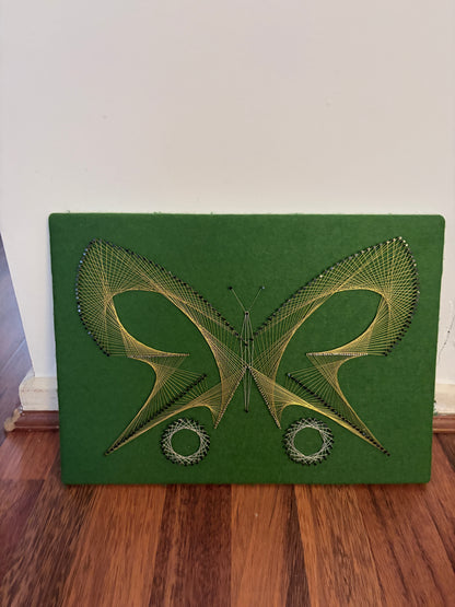 Mid Century String Art Butterfly Wall Hanging