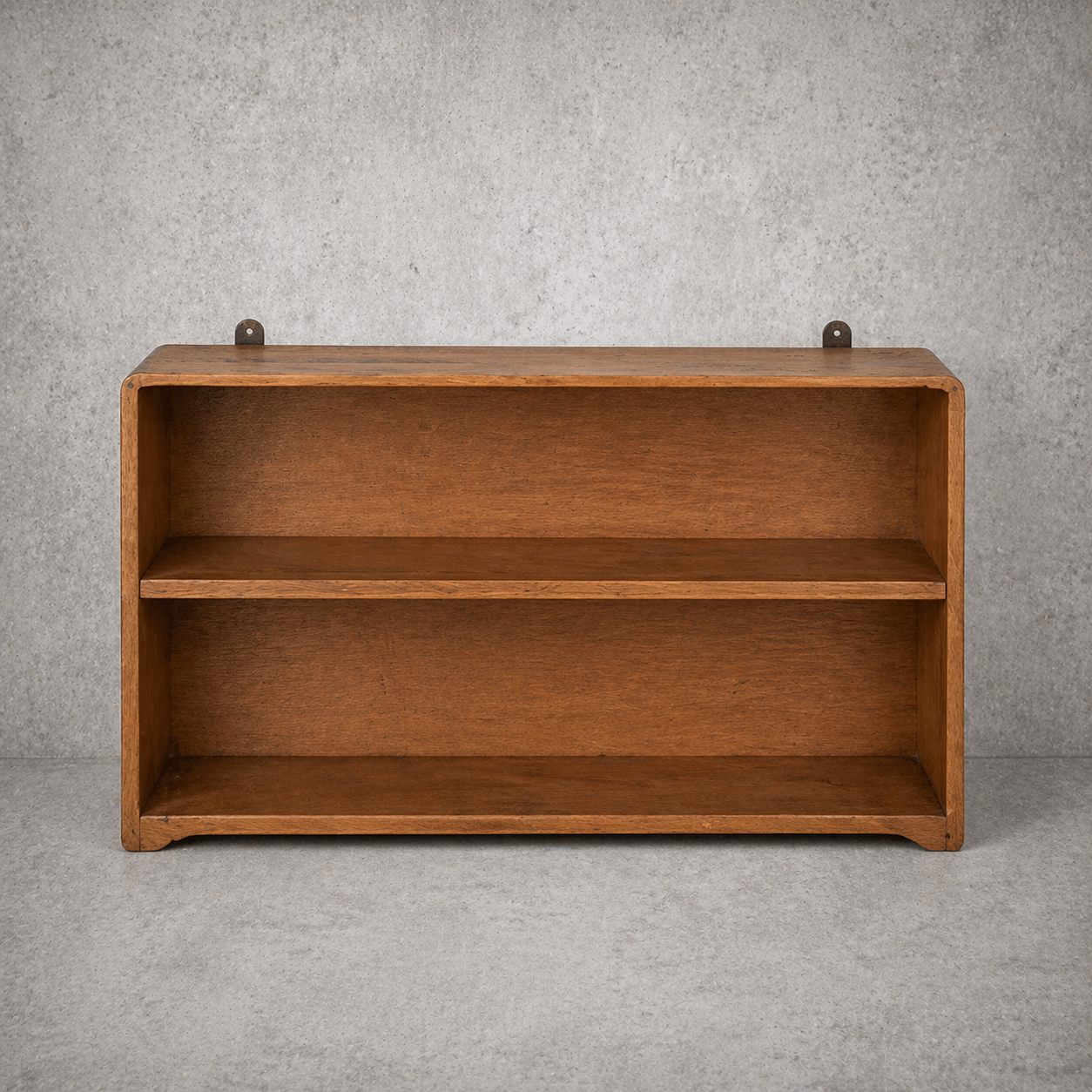 Vintage Tiger Oak & Beech Wall Shelf – Curved Open Display Unit
