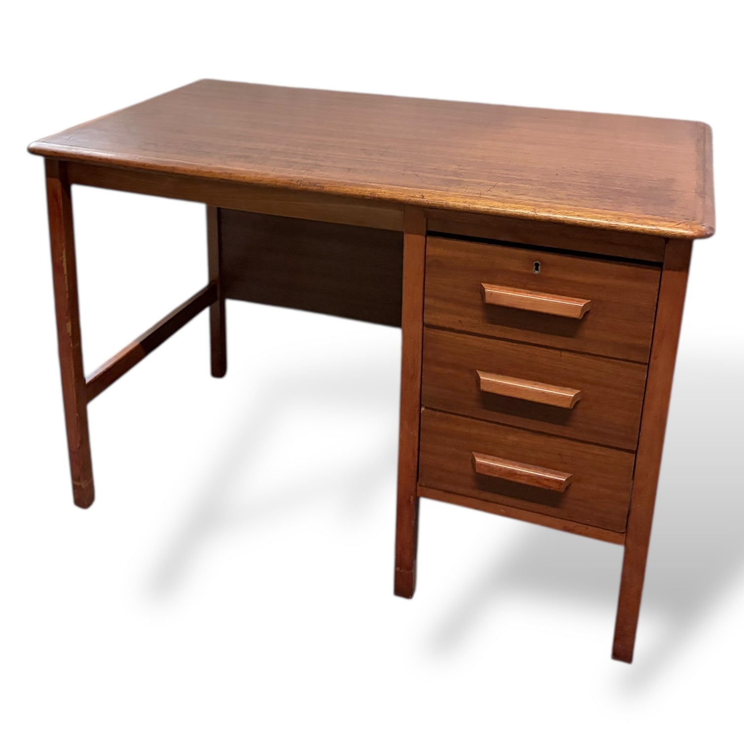 Mid Century Abbess Teachers Desk / Vintage 1950s School Desk with Drawers — view 4