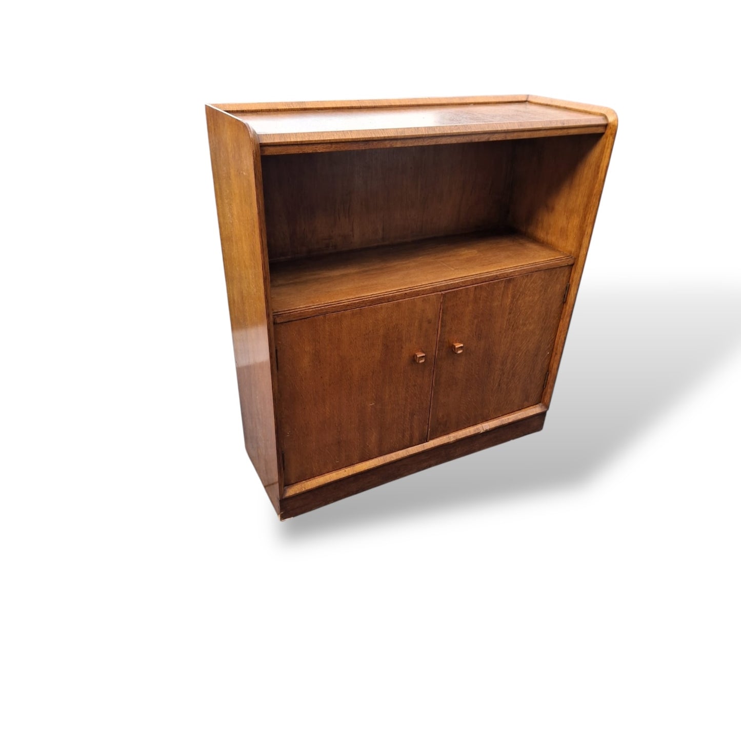 Vintage Oak Cabinet Bookcase with Cupboard Storage