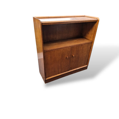 Vintage Oak Cabinet Bookcase with Cupboard Storage
