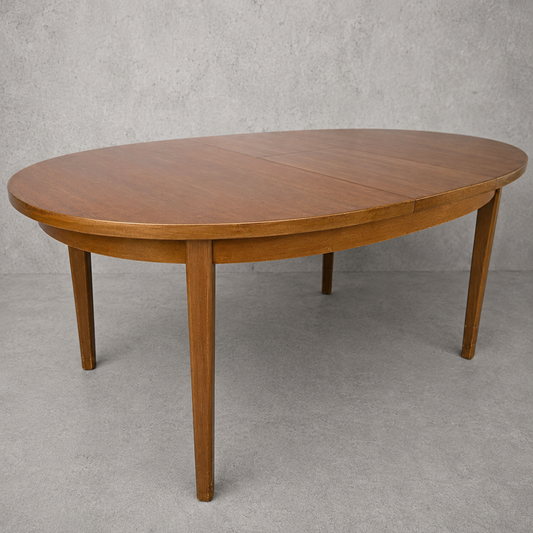 Mid Century William Lawrence Extending Teak Oval Dining Table