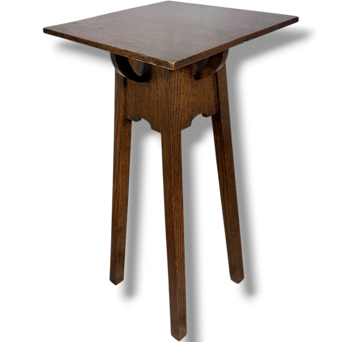 Arts Crafts Plant Stand – Solid Oak Occasional Table With Square Top