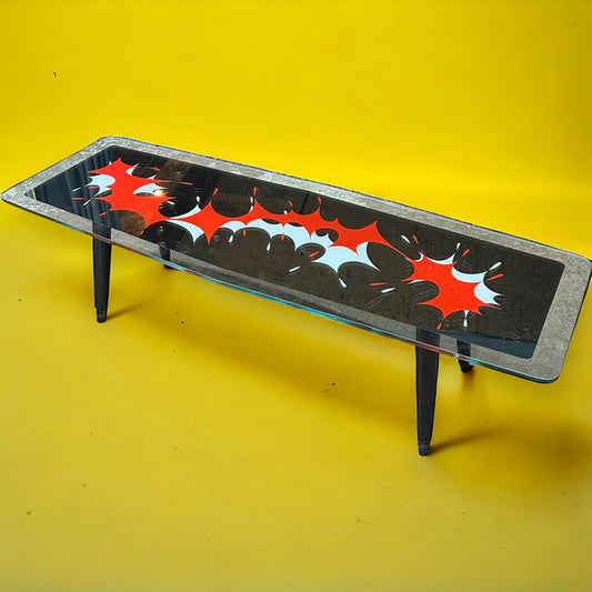 Mid Century Glass Top Circus Coffee Table