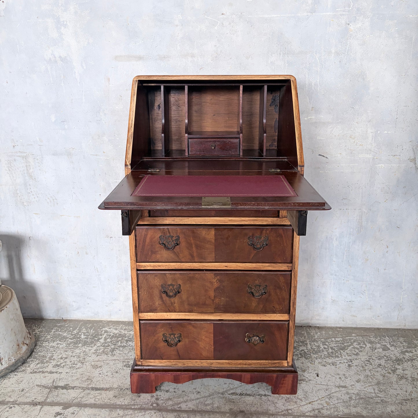 Antique Mahogany & Oak Fall-Front Writing Bureau | Compact Bureau Desk with Drawers