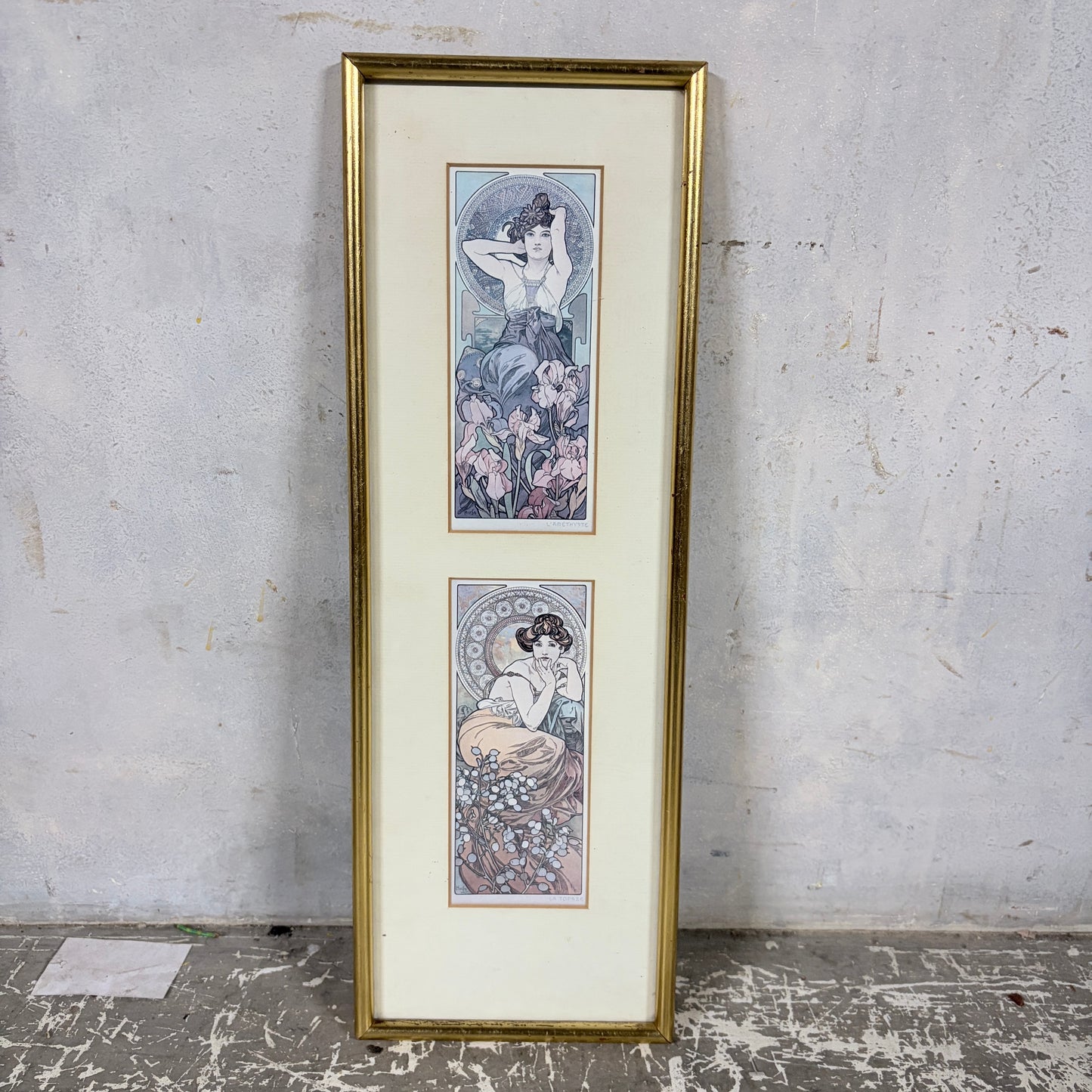 Alphonse Mucha “Topaz & Amethyst” Framed Prints – Art Nouveau Double Panel Wall Art