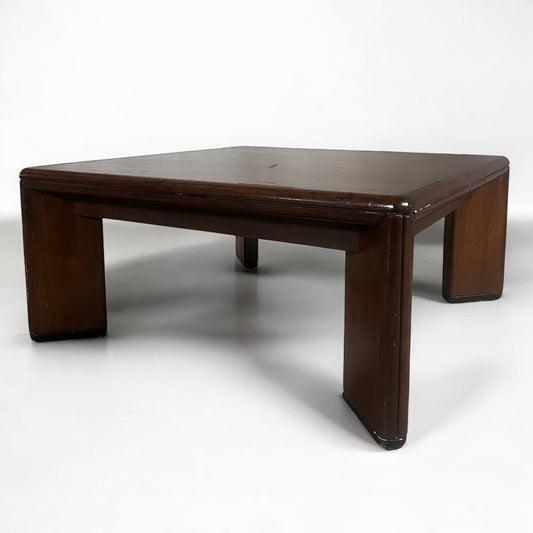 Mid Century Dark Wood Brutalist Tea Table