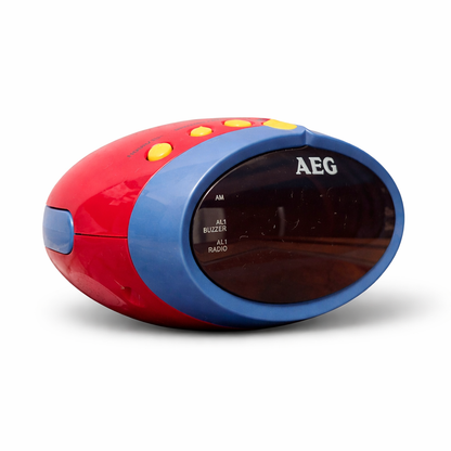 Vintage AEG Clock Radio – Postmodern Red & Blue Design