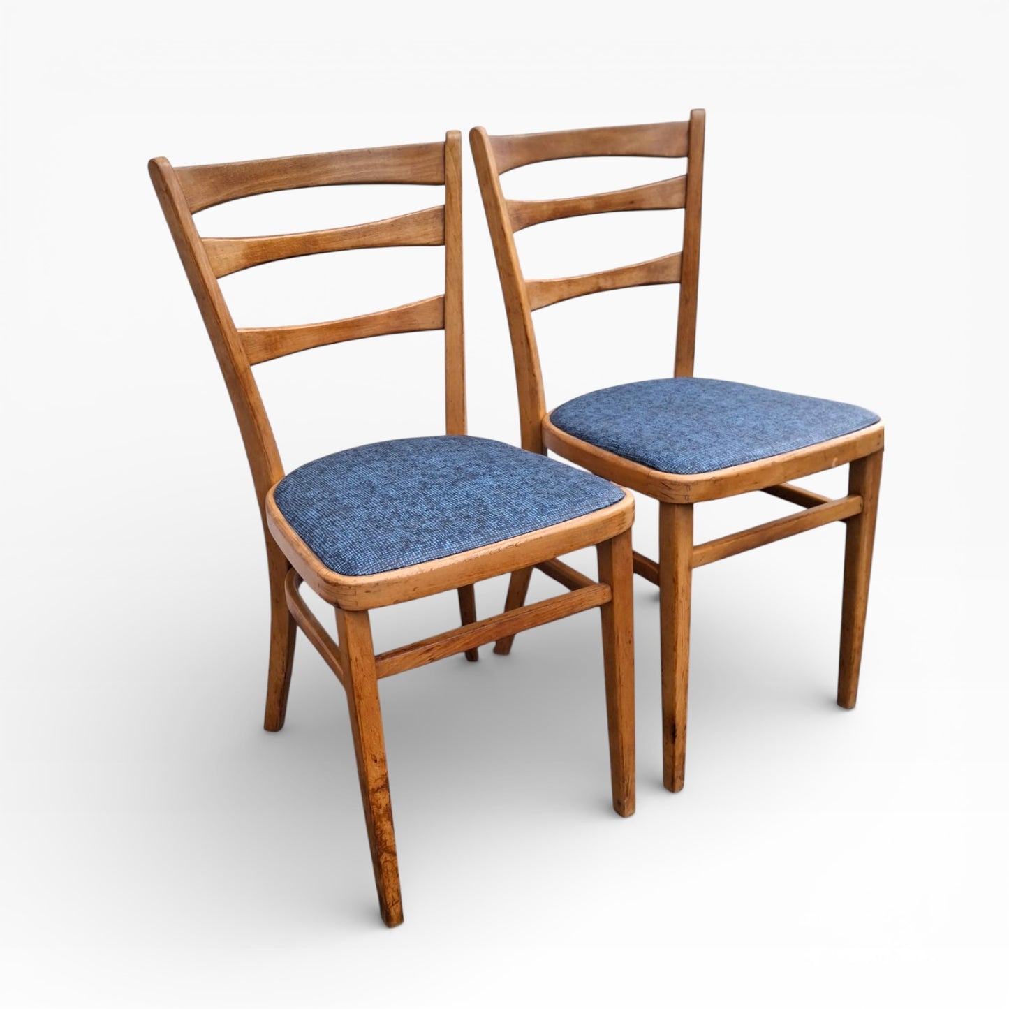 Beech Dining Chairs – Pair of Upholstered Vintage Chairs