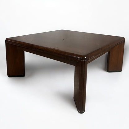 Mid Century Dark Wood Brutalist Tea Table