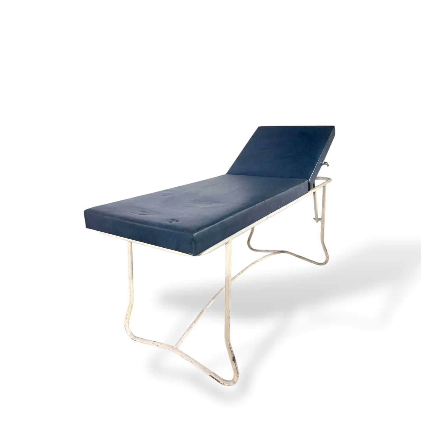 Mid-Century Modern Streamline Adjustable Chaise Lounge – Royal Blue Vinyl & Chrome