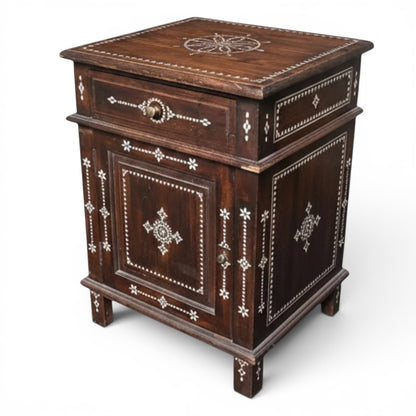 19th Century Syrian Mother of Pearl Inlaid Cabinet in Solid Mahogany