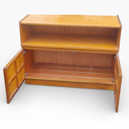 Mid Century Nathan Teak Sideboard Cabinet with Open Shelf – Vintage 1960s Compact Storage Unit
