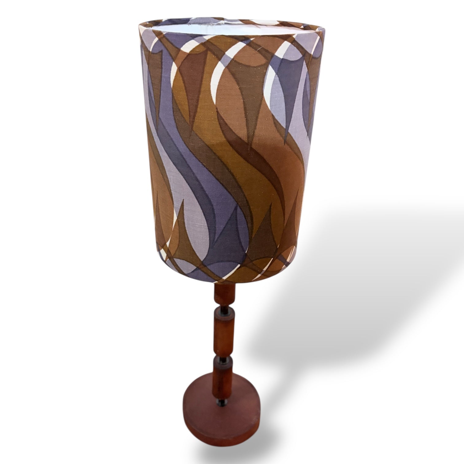 Vintage Leather & Teak-Style Table Lamp with Handmade Shade by Lightfandango — view 6