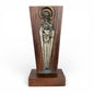 Mid Century Religious Sculpture – St Joseph Statue with Christ Child on Solid Wood Plinth