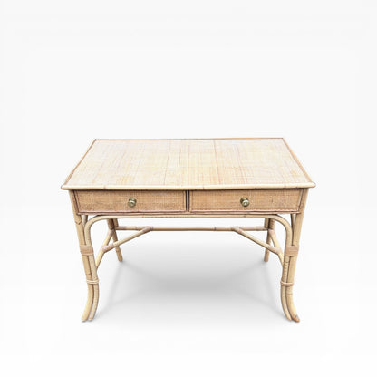 Vintage Bamboo & Rattan Console Table / Desk