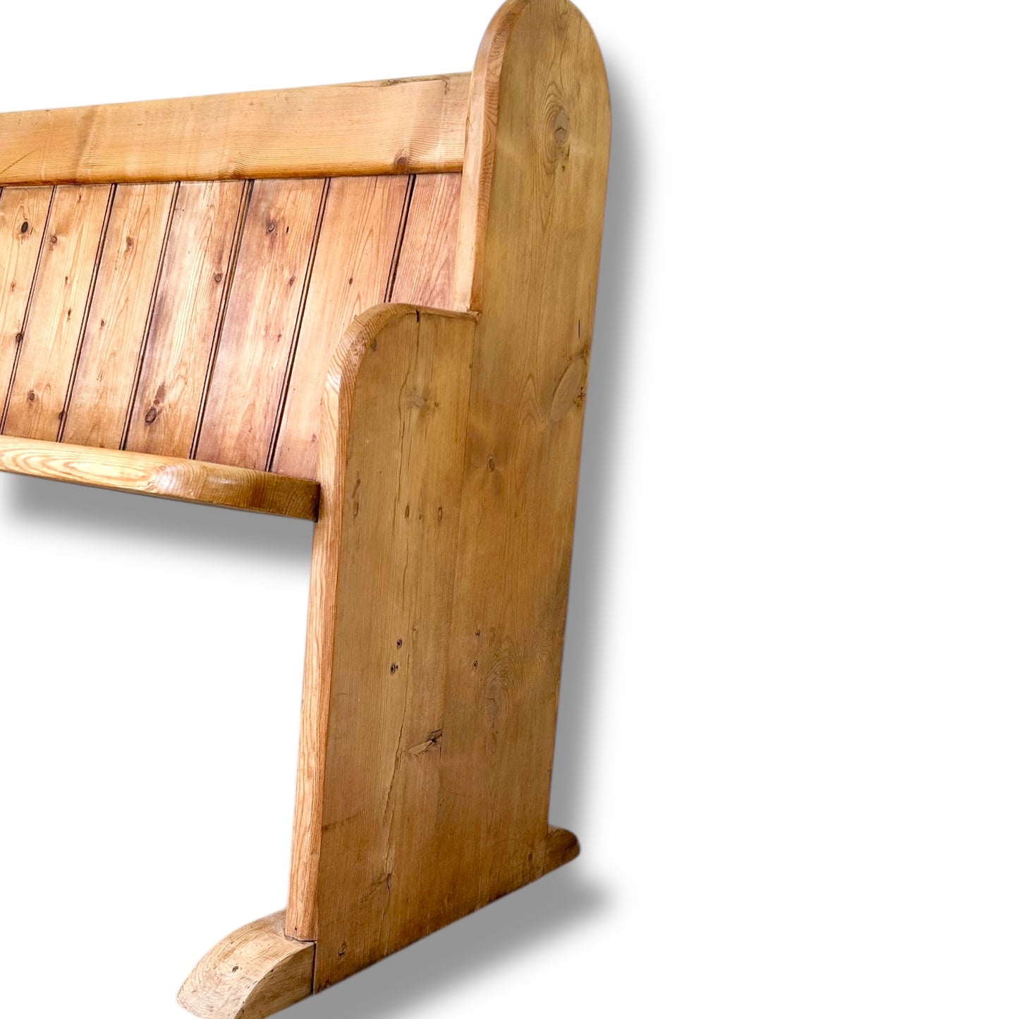 Victorian Pine Church Pew Bench Antique Hall Seat with Arched Detail Farmhouse Entryway Furniture